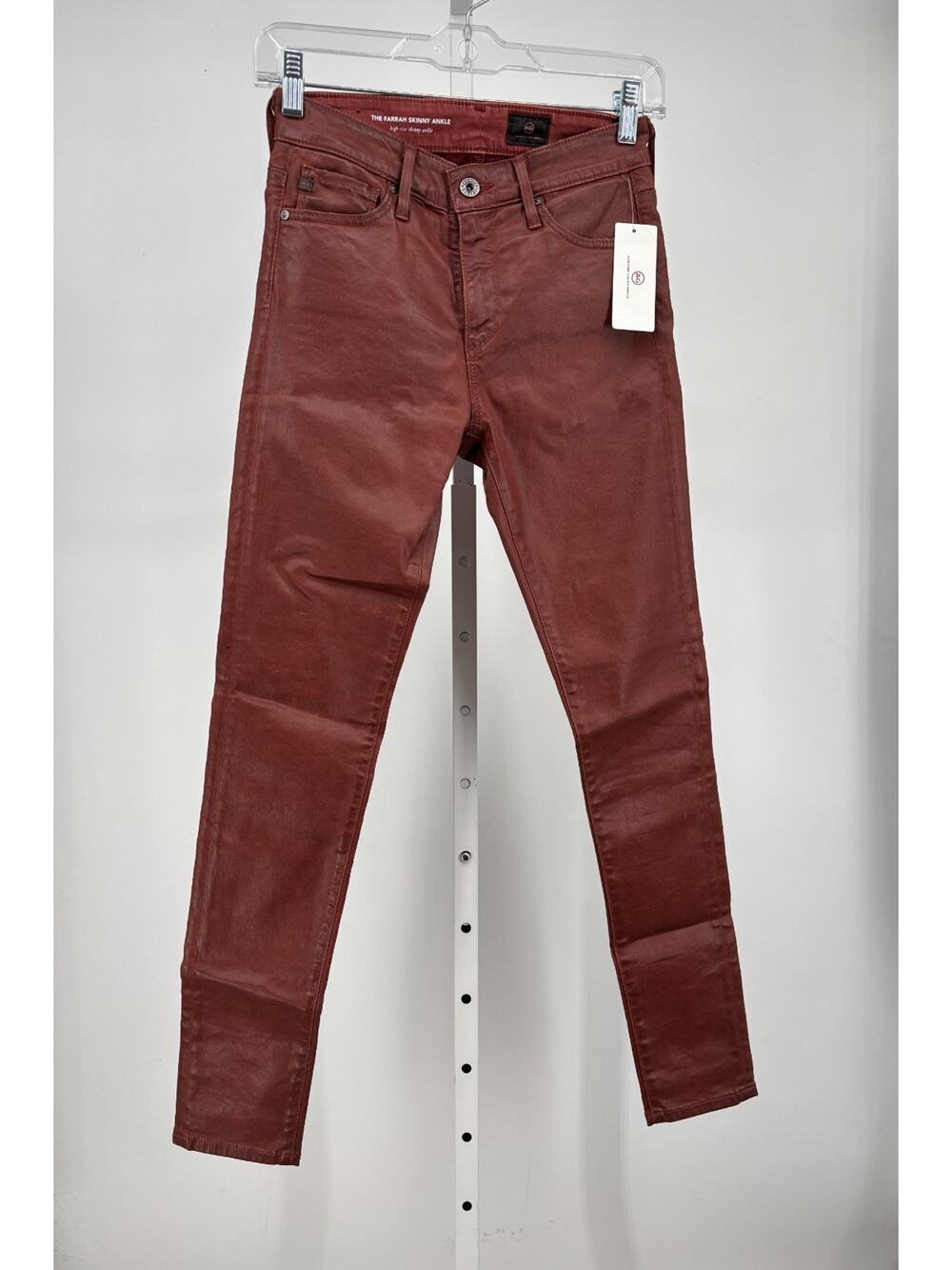 AG Adriano Goldschmied Farrah Skinny Ankle Jeans Womens 24 Orange High Rise NWT